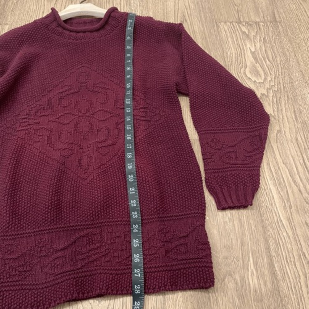 Vintage Hunt Club Maroon Knit Mock Neck‎ Oversized Pullover Fisherman Sweater PS - Picture 8 of 8